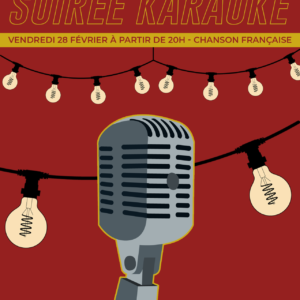 Soirée karaoké vendredi 28 février à partir de 20h, venez nombreux ! 🎸 Révisez vos classiques de la chanson française !